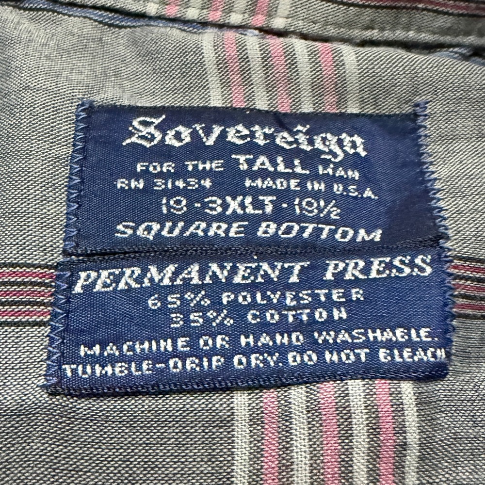 Sovereign Mens 3XLT Grey Plaid Short Sleeve Button Down Shirt Made USA Vintage - Picture 3 of 4